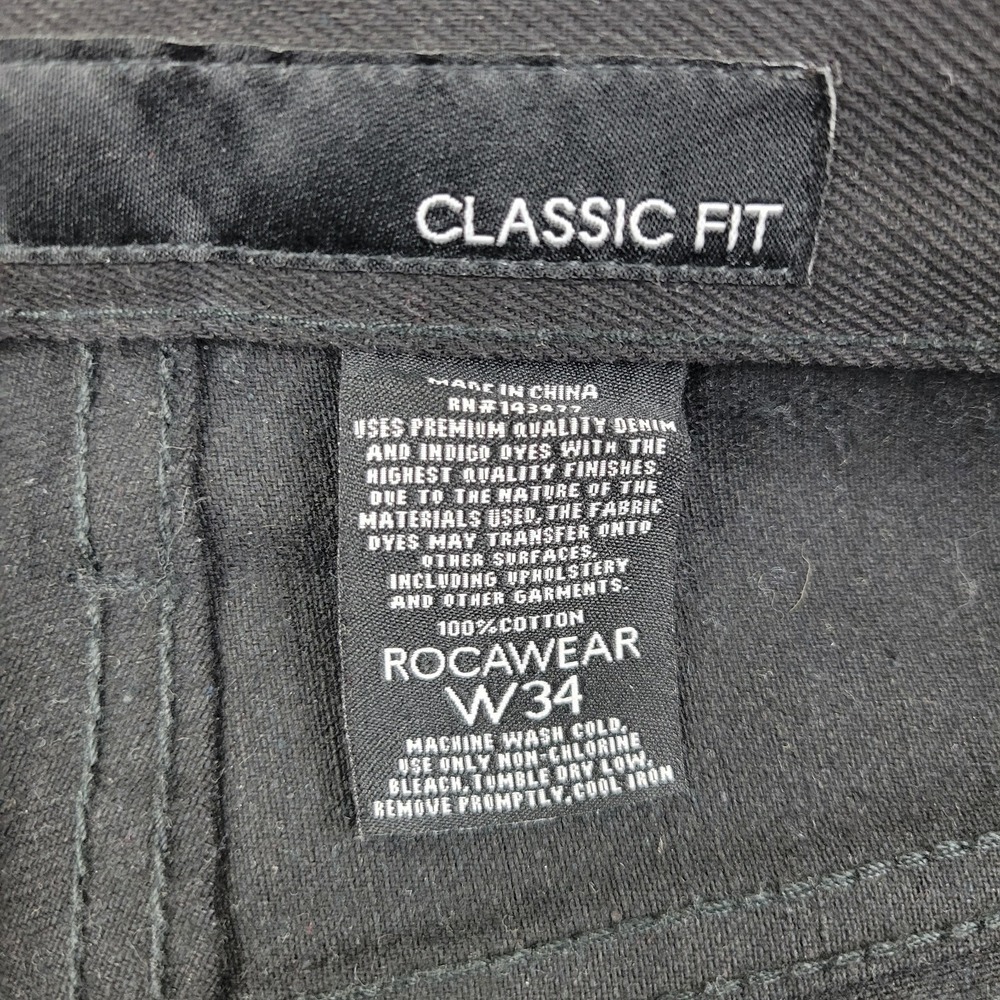 Rocawear Double Thigh Straight Leg Jeans Mens 34 x 33 Black Denim NWOT - Picture 10 of 14